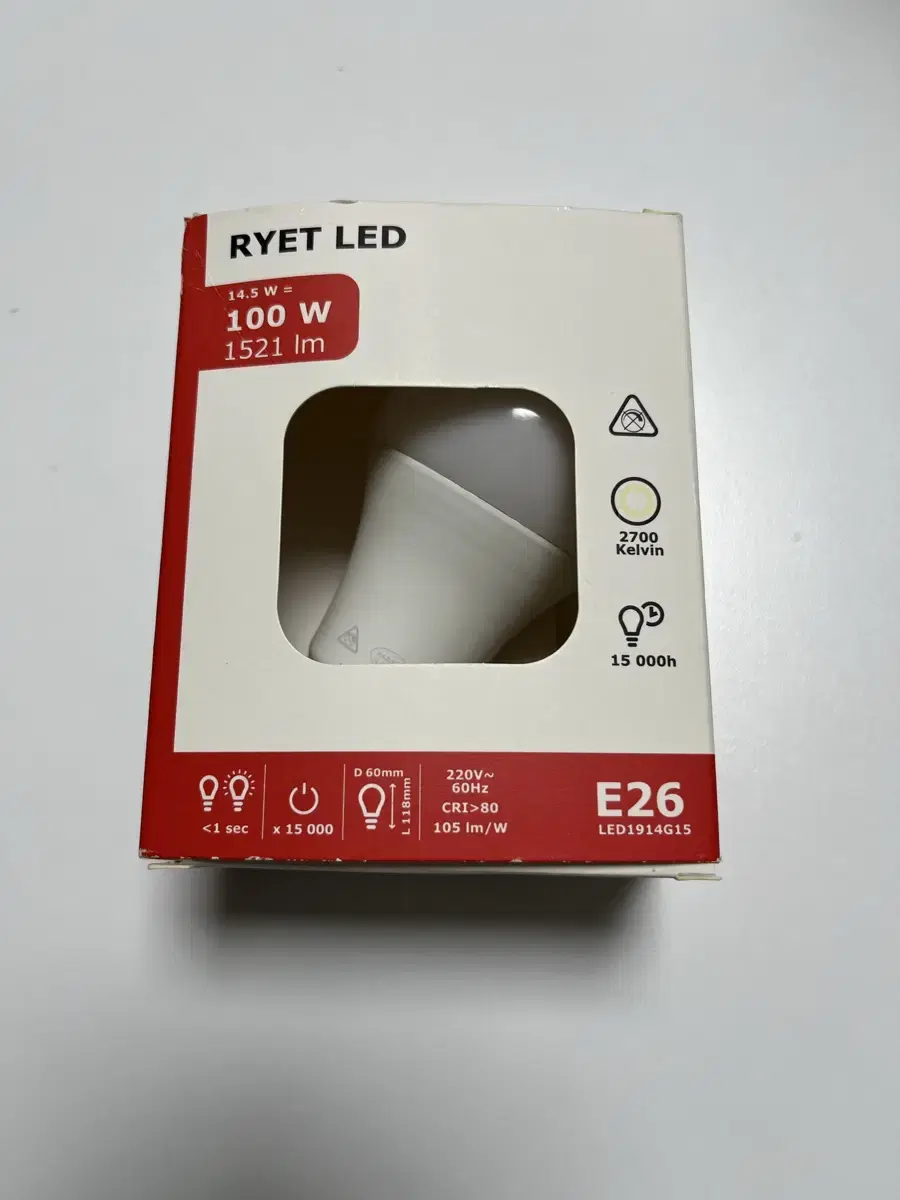 이케아 RYET LED 전구 E26 루멘 1개