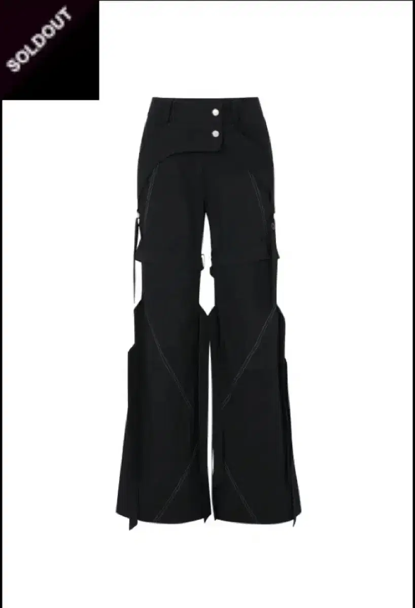 LEEY STRAP STITCH BOOTS CUT PANTS BLACK