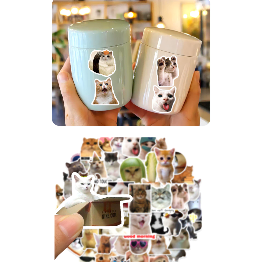 MM)2타입 고양이 야옹이 냥이 조각 스티커 50PCS