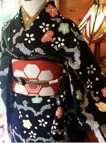 블랙에 귀여운 오몬 기모노 오비 장식 천 허리띠 장식용 깃 5종 세트