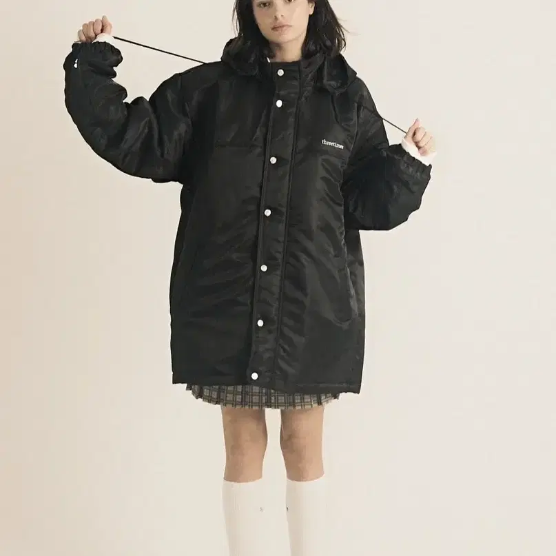 쓰리타임즈 Dumbo black parka 덤보 블랙 파카 패딩(L)