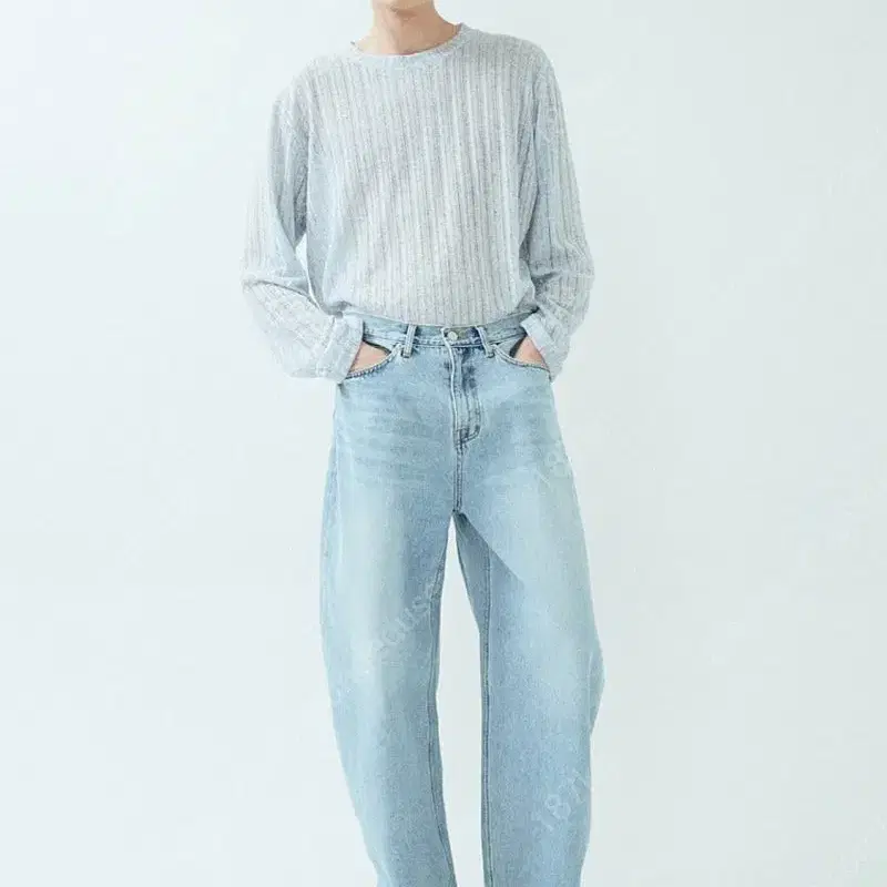 라벨아카이브 curved jeans light blue wash (3)