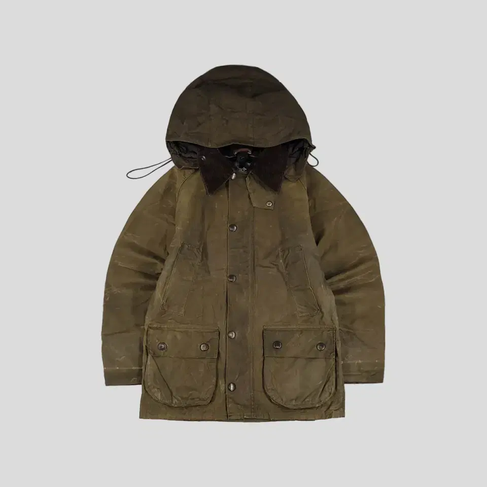 BARBOUR 바버 카키 멀티포켓 투웨이지퍼 레글런 네크비조 클래식 베데