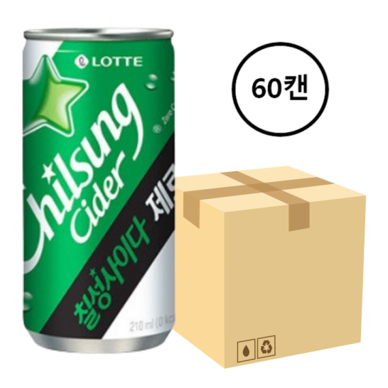 무료배송-칠성사이다 제로 210ml 60캔 (30캔 2박스) 탄산음료