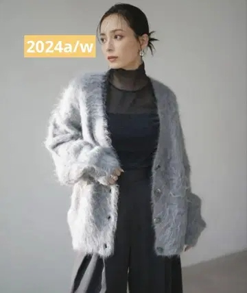 ANUANS 수리 알파카 니트 가디건 그레이