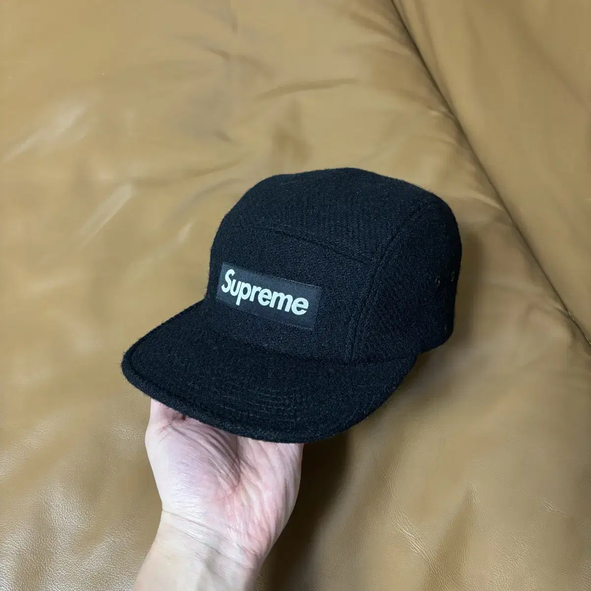 Supreme 슈프림 블랙 캠프캡 모자 Harristweed Black