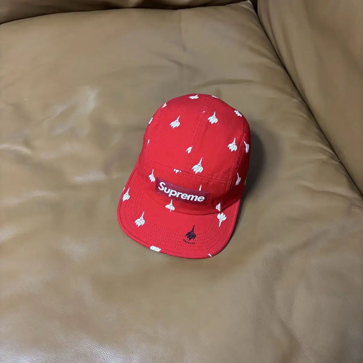 Supreme 슈프림 레드 캠프캡 모자 Flames Washed Red