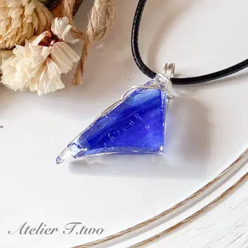 아트 와이어 블루 퓨징 글라스 펜던트 No.8 길이 50cm