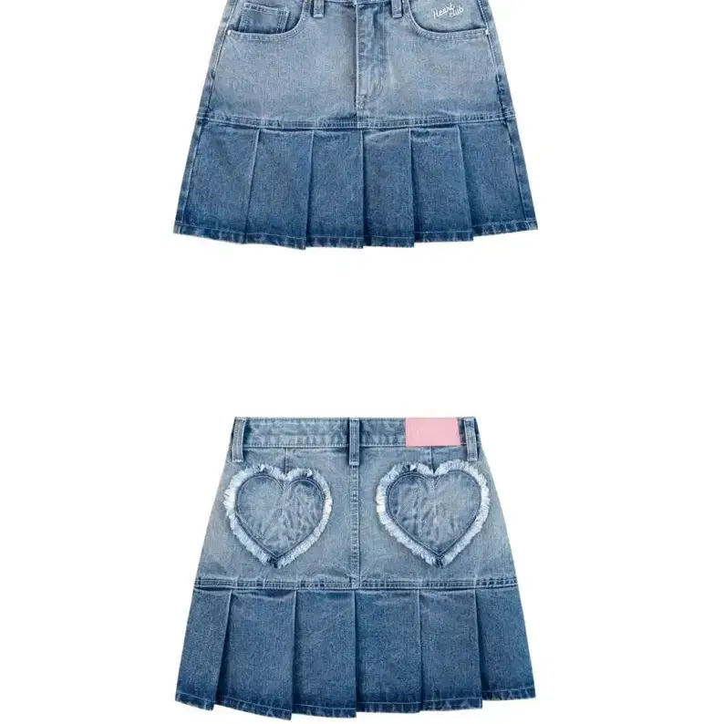 (택포) 하트클럽 Heart Pleats Denim Skirt