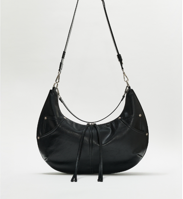 메종미네드 LEATHER SADDLEBAG BLACK