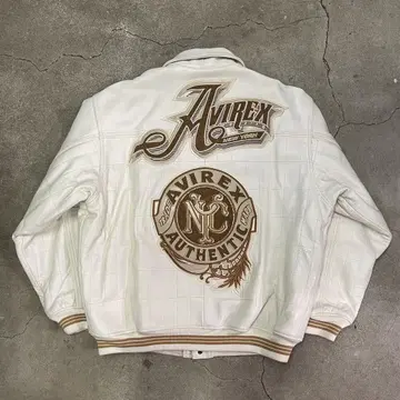 90s 아비렉스 올가죽 바시티 자켓 2XL
