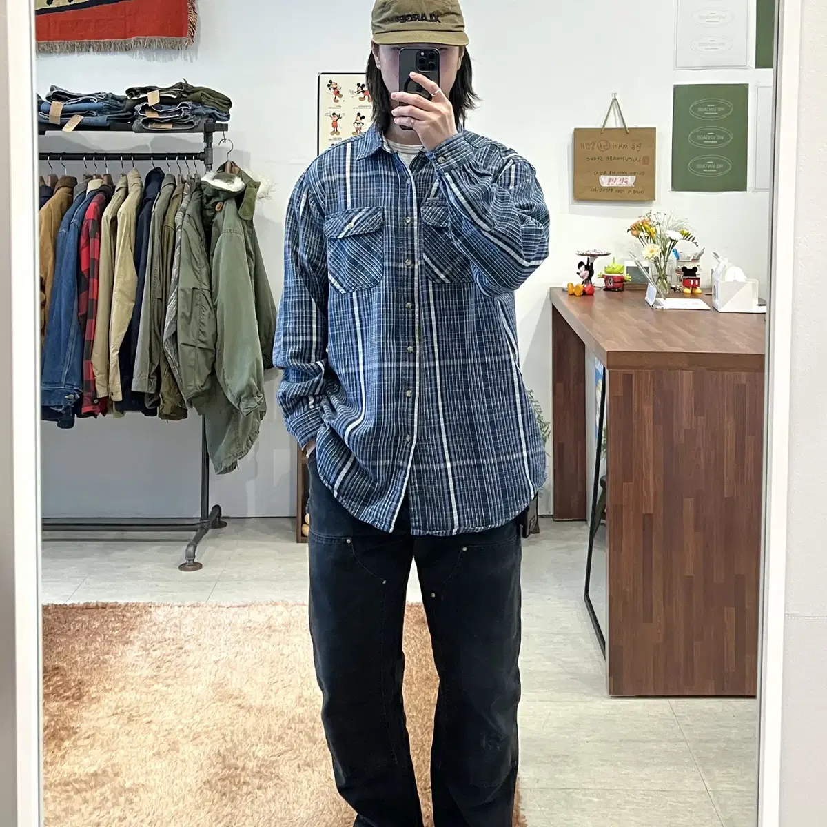 Carhartt 칼하트 헤비 코튼 플란넬 러기드 체크 셔츠