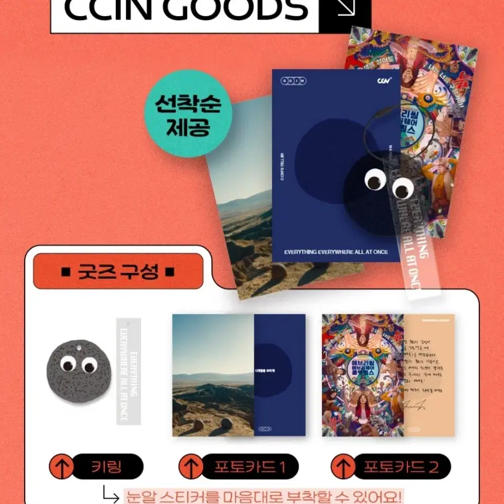 에에올 에브리씽 에브리웨어 올앳원스 CCIN 씬 굿즈 키링 + 포토카드