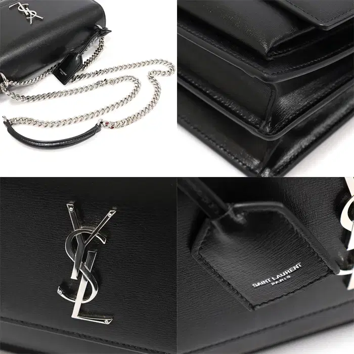 생로랑 442906 블랙 은장 선셋 미듐 숄더백 CO10812YSL