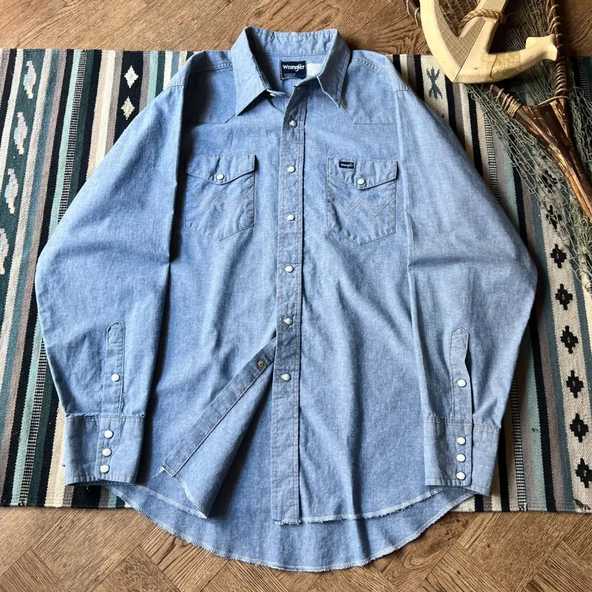 [XL]90's Wrangler USA 랭글러 샴브레이 웨스턴 셔츠