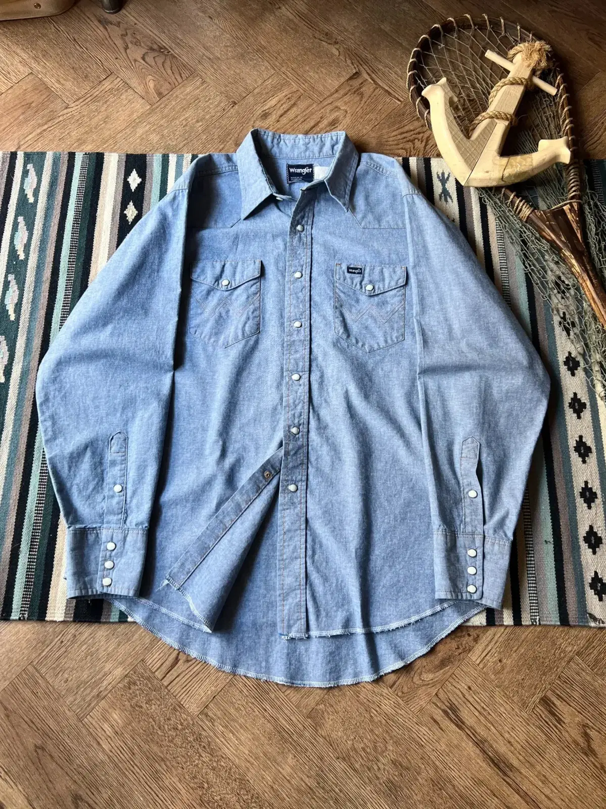 [XL]90's Wrangler USA 랭글러 샴브레이 웨스턴 셔츠