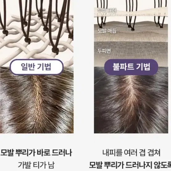 아미모 100% 인모 자연스러운 정수리 가발