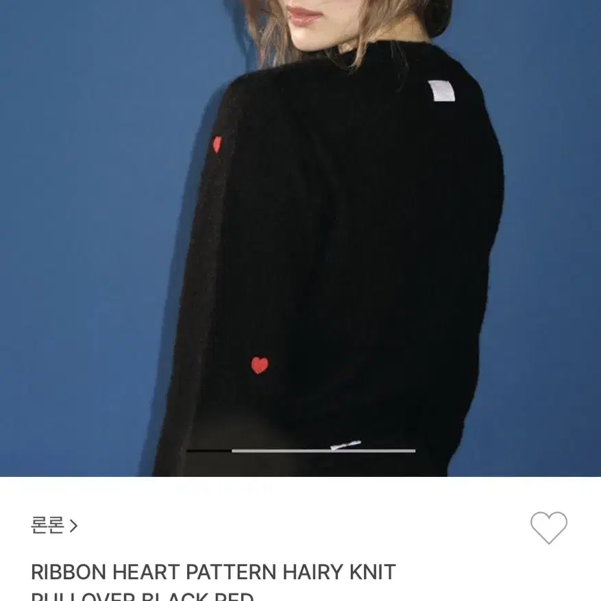 론론 니트(RIBBON HEART PATTERN HAIRY KNIT PU