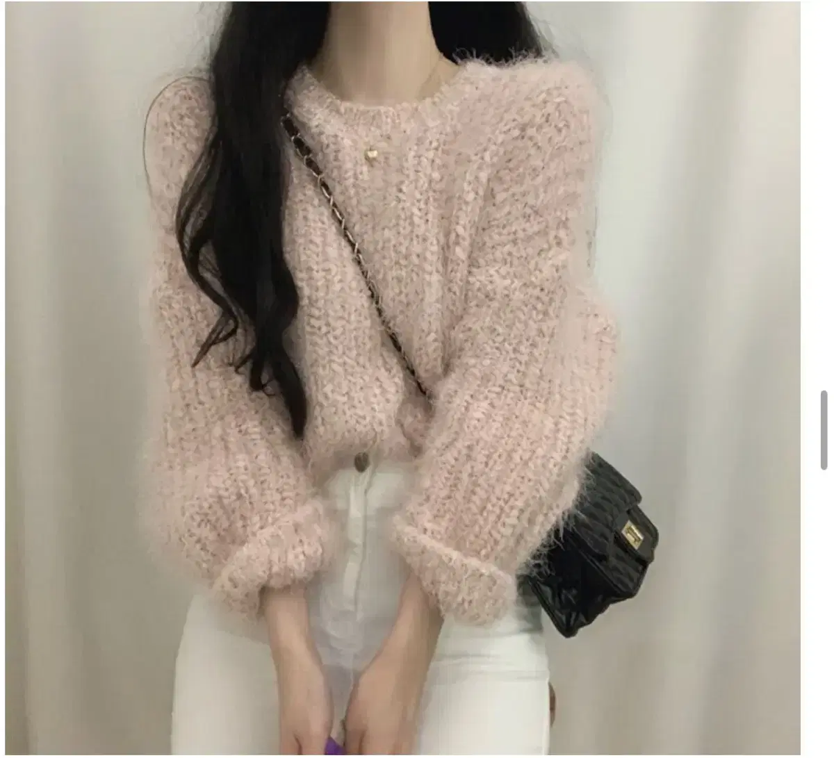 Quick sale) Ablee Cropped Furry Knit Pink