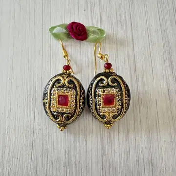 네팔 전통 공예 루비 사랑스러운 우아한 귀걸이