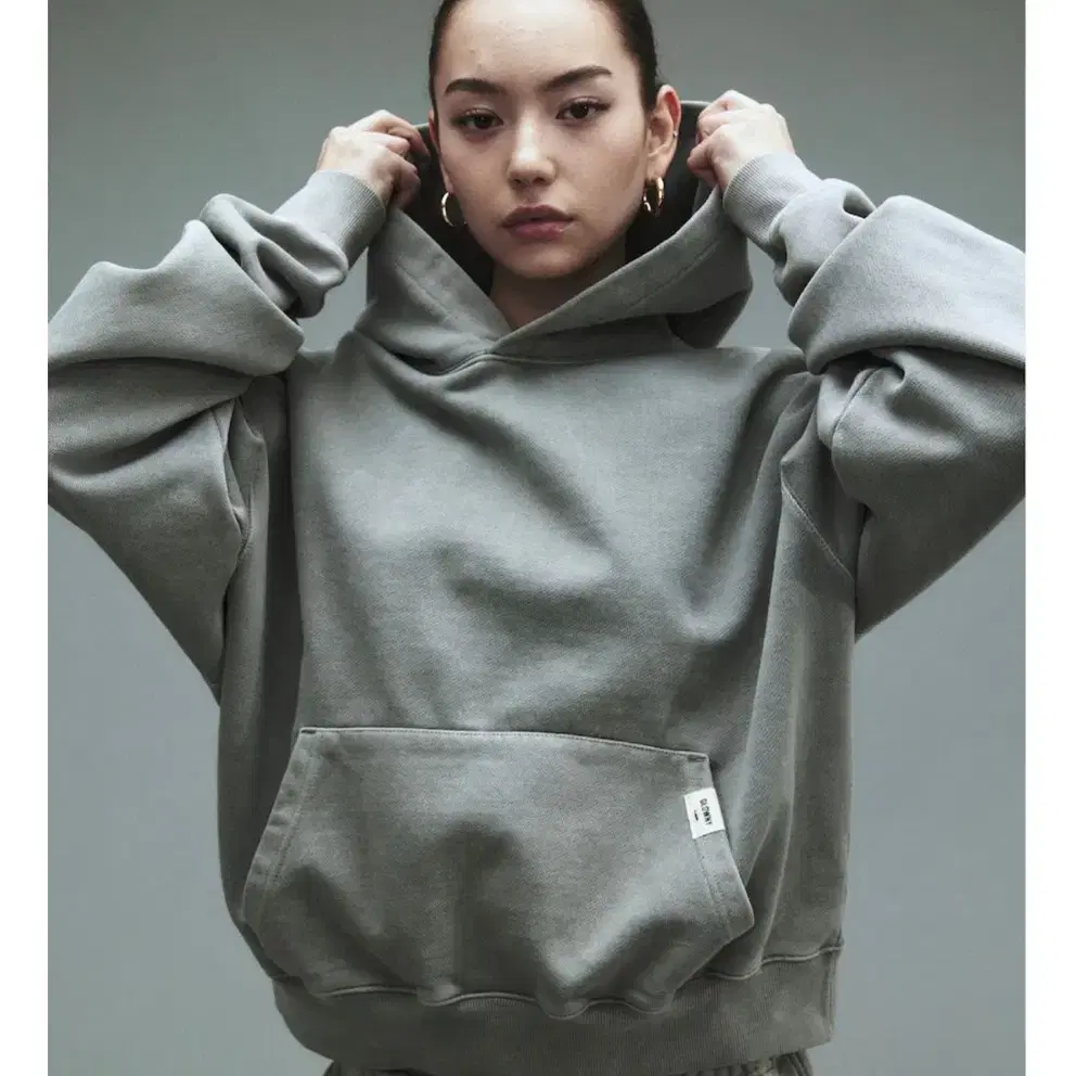 글로니 G CLASSIC WASHED BOXY HOODIE GRAY