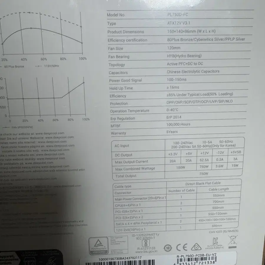 DEEPCOOL PL750D 80PLUS브론즈 ATX3.0