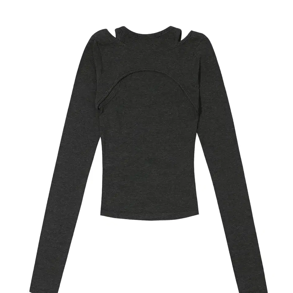 보헤미안서울 CUT-OUT LAYERED RIBBED TOP, CHARC