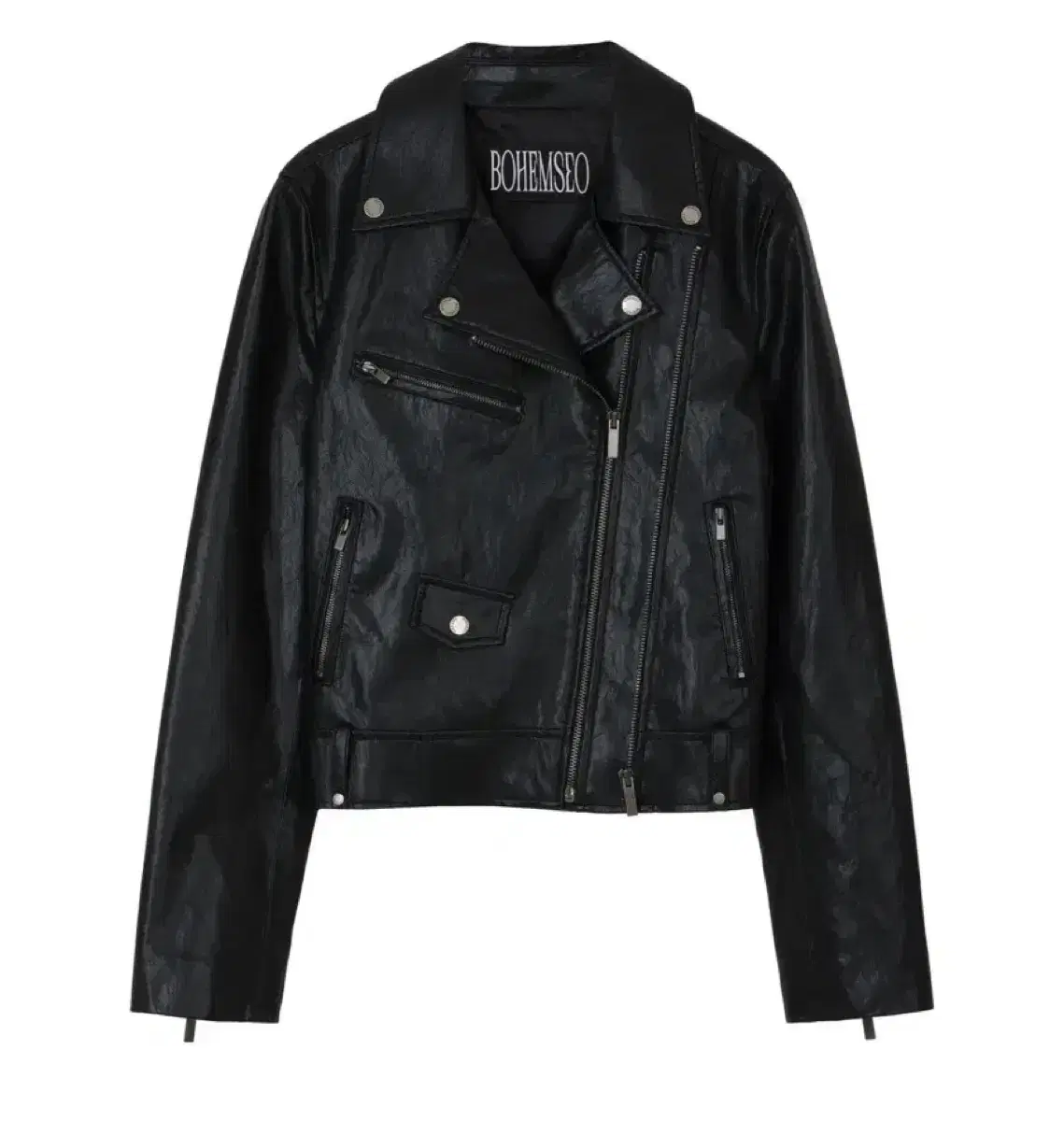 [Bohemian Seoul] Two-Zipper Fitted Leather Jacket