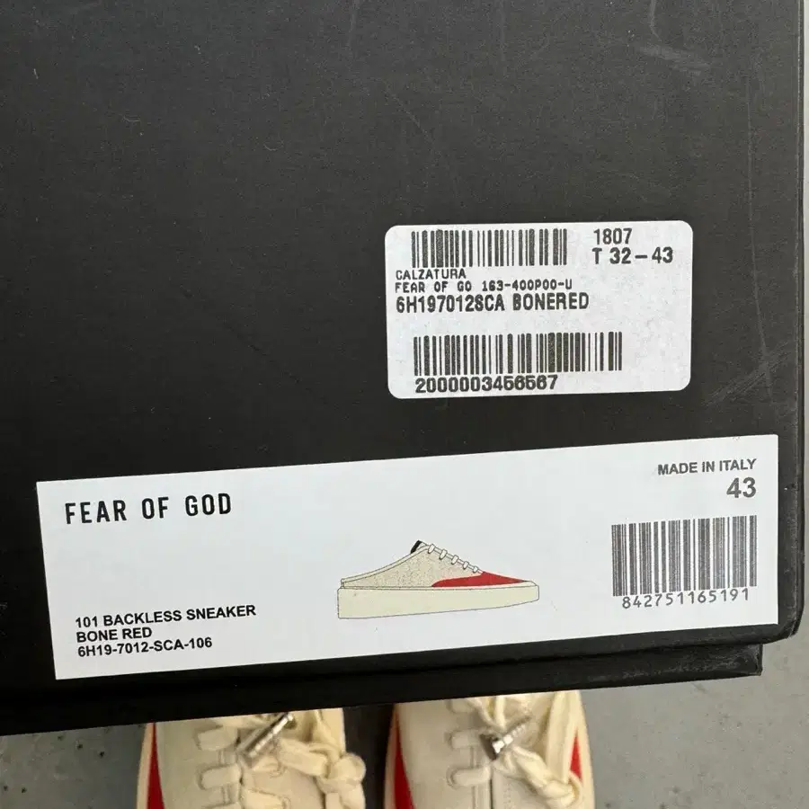 피어오브갓 101 백리스 스니커즈 본레드 뮬 FEAR OF GOD