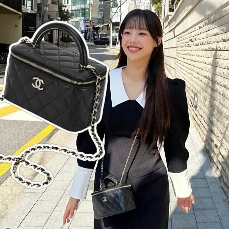 [새상품/제니백]샤넬 탑핸들 베니티 직사각 블랙 금장 판매