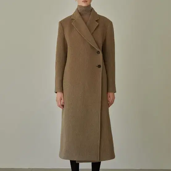 마조네 high wool long coat cashmere_khaki