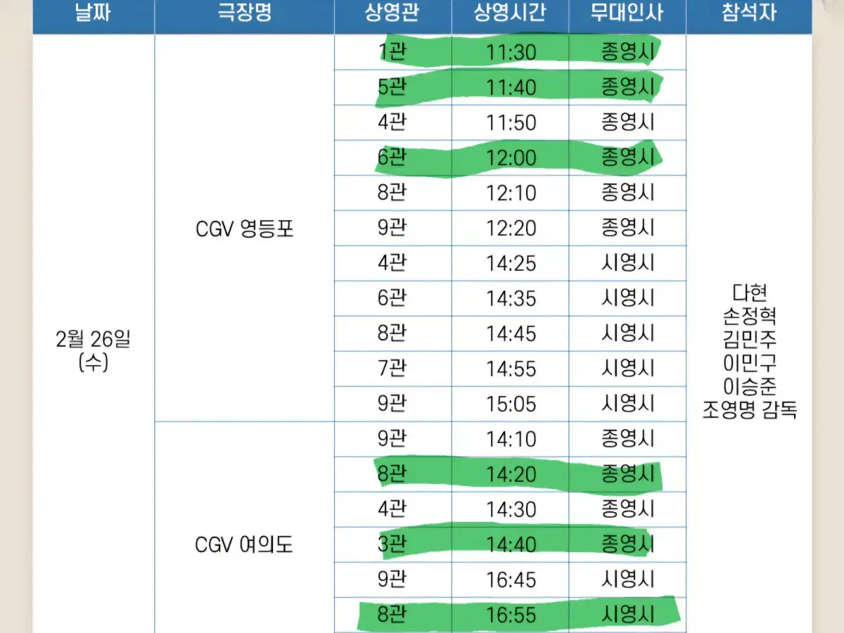 그 시절 우리가 좋아했던 소녀 무대인사 26일 A/B열 단석 양도