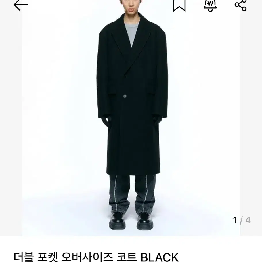 인사일런스 울 코트 더블 포켓 오버사이즈 코트 BLACK