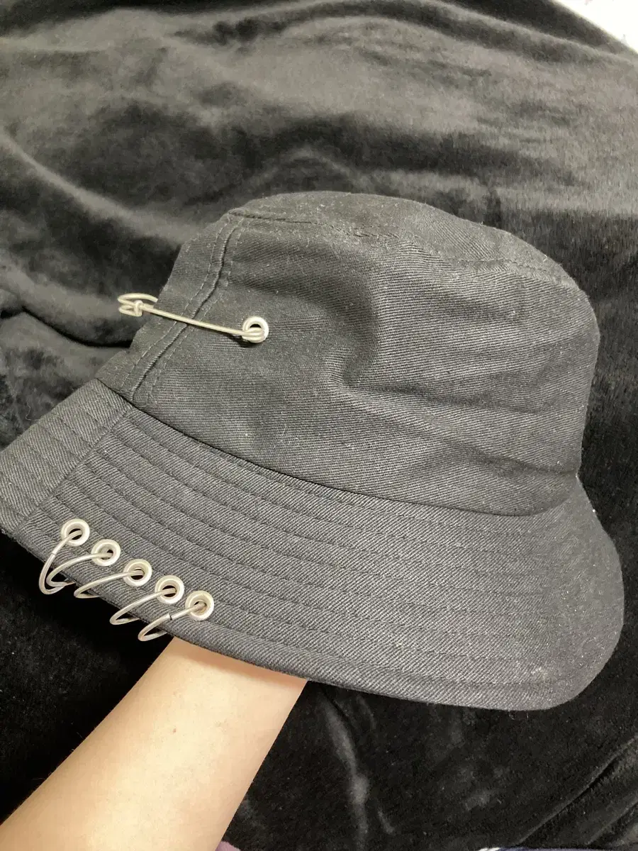 Pin-decorated bucket hat