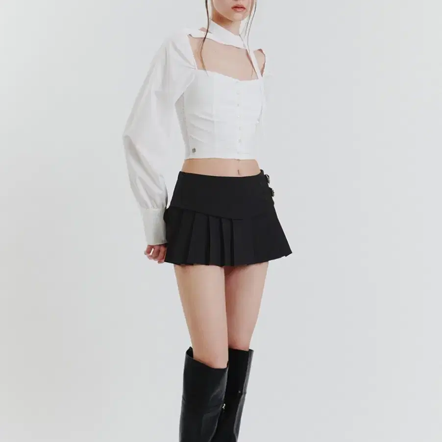 페인오어플레져 PLEATS SKIRT charcoal 미니스커트새상품s