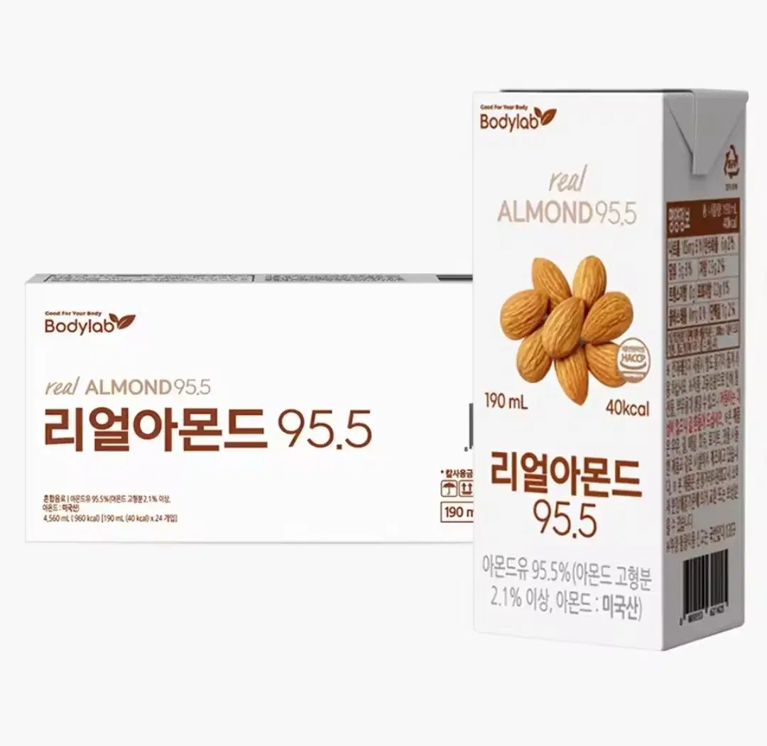 바디랩 리얼아몬드 95.5 190ml 24팩 음료