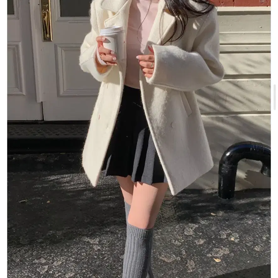 리즈 leeds 코트 화이트/ clotty alpaca coat