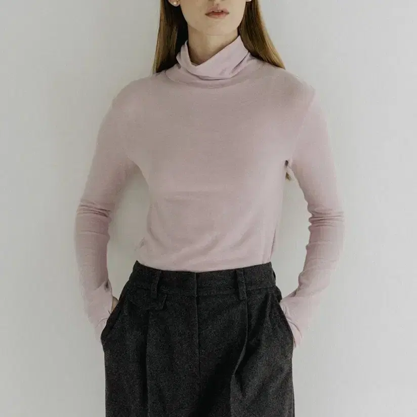 튜드먼트 roll-neck long sleeve top (pink)