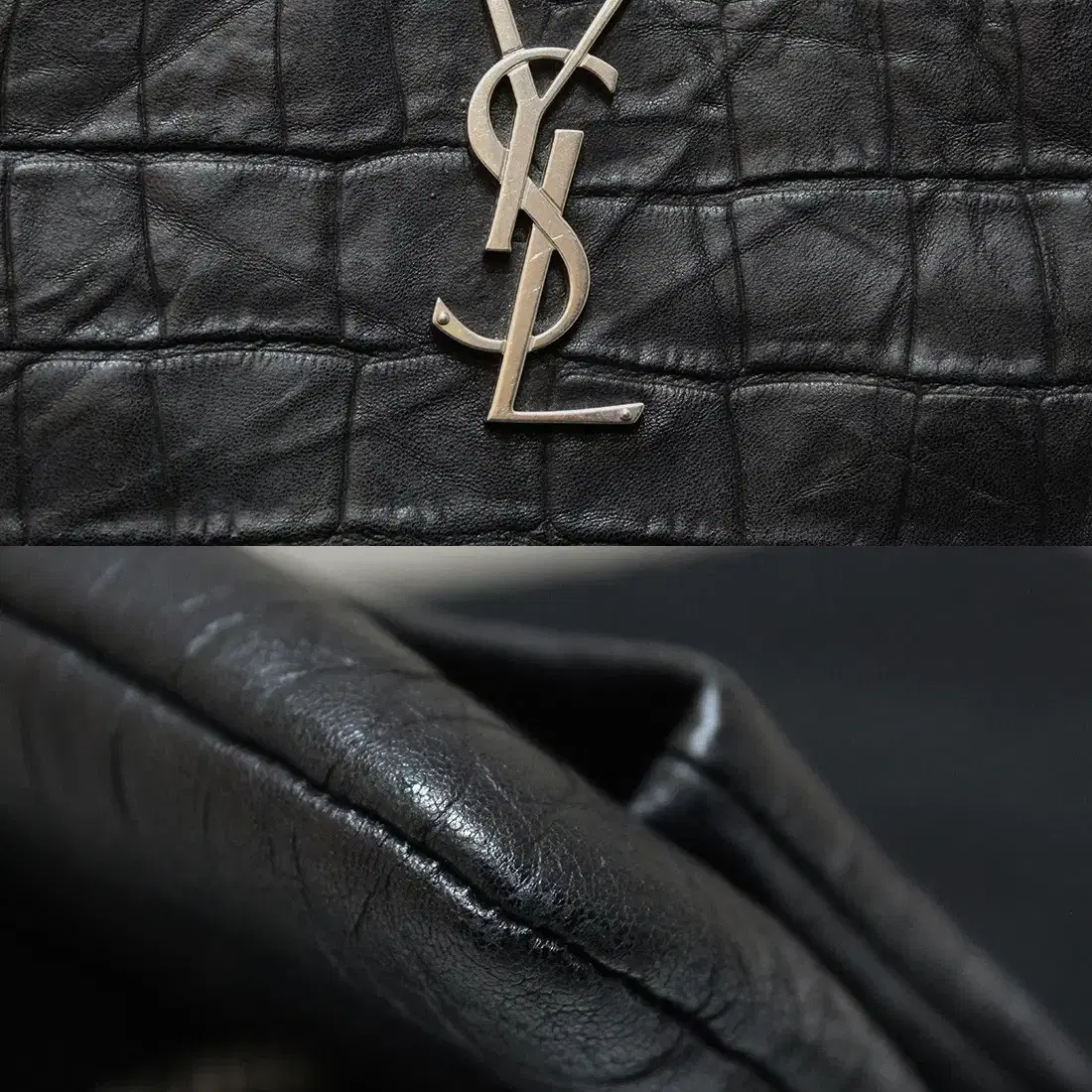 [중고명품다올]생로랑 YSL 모노그램 크로커다일 플랩 클러치 601313