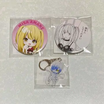 DEATHNOTE 온라인 복권 캔뱃지&아크링 키링 세트 미야미사