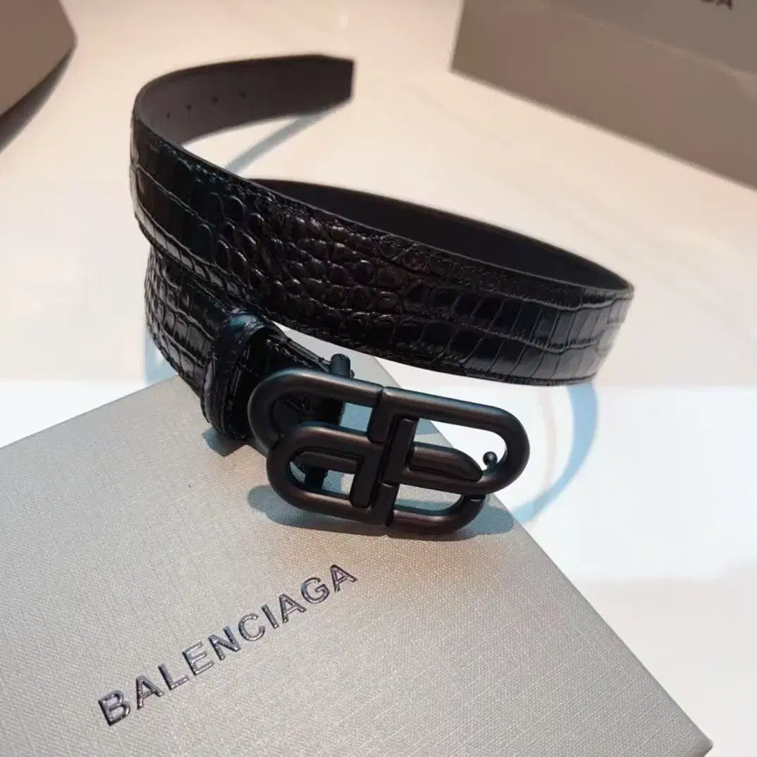 Balenciaga남성 리얼 가죽 벨트 너비 3.5cm