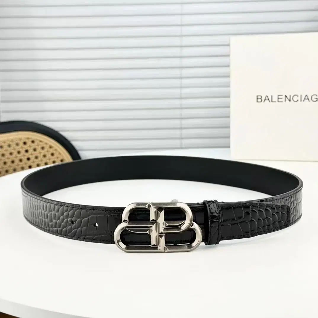 Balenciaga남성 리얼 가죽 벨트 너비 3.5cm