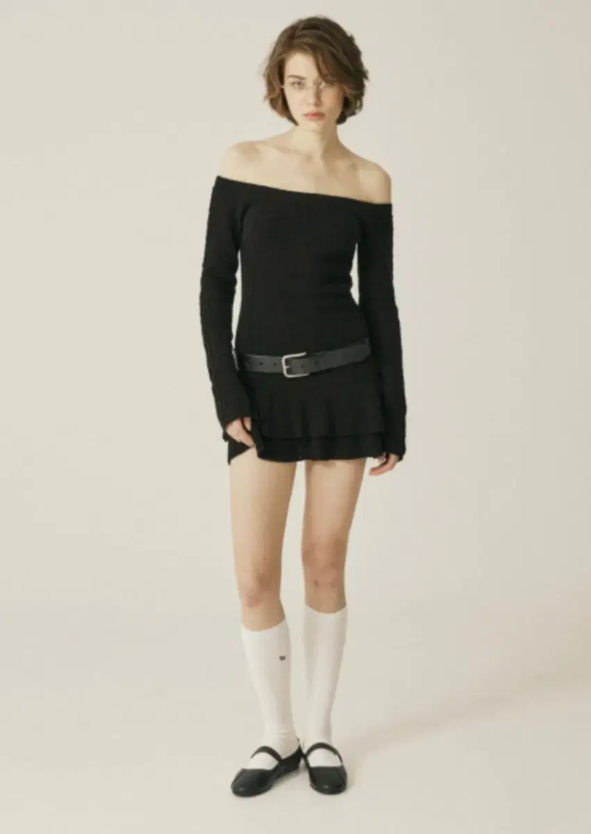 Threetimes cable off-shoulder dress 쓰탐