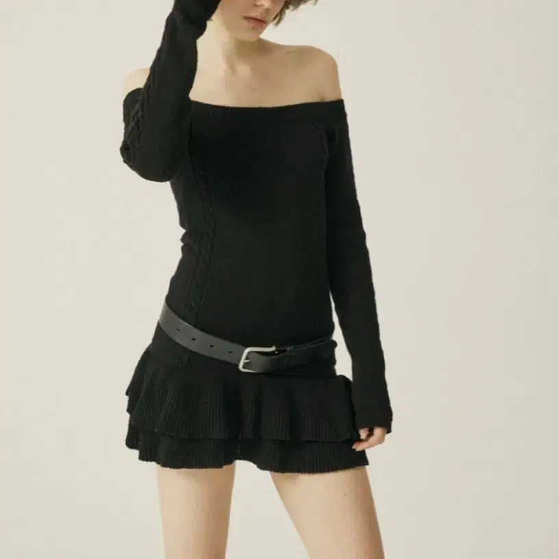 Threetimes cable off-shoulder dress 쓰탐