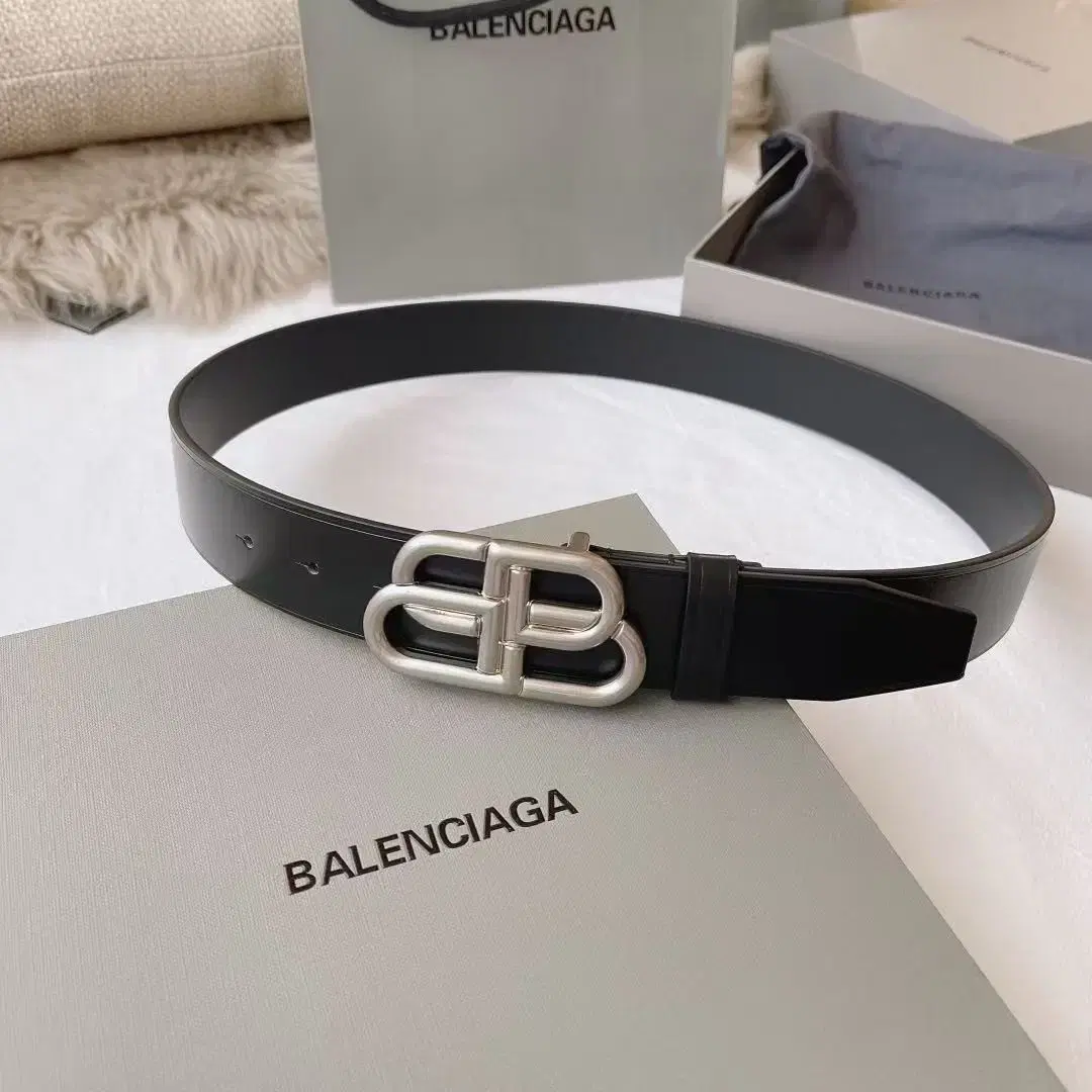 Balenciaga너비 3.5cm남성 리얼 가죽 벨트