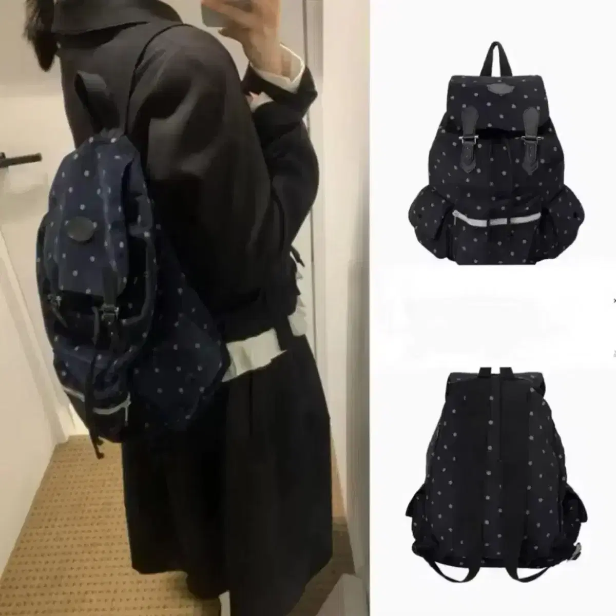 vintage dot backpack navy 빈티지 도트 백팩 네이비