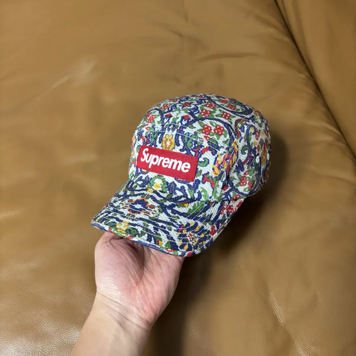 Supreme 슈프림 캠프캡 모자 Washed Chino Tapestry