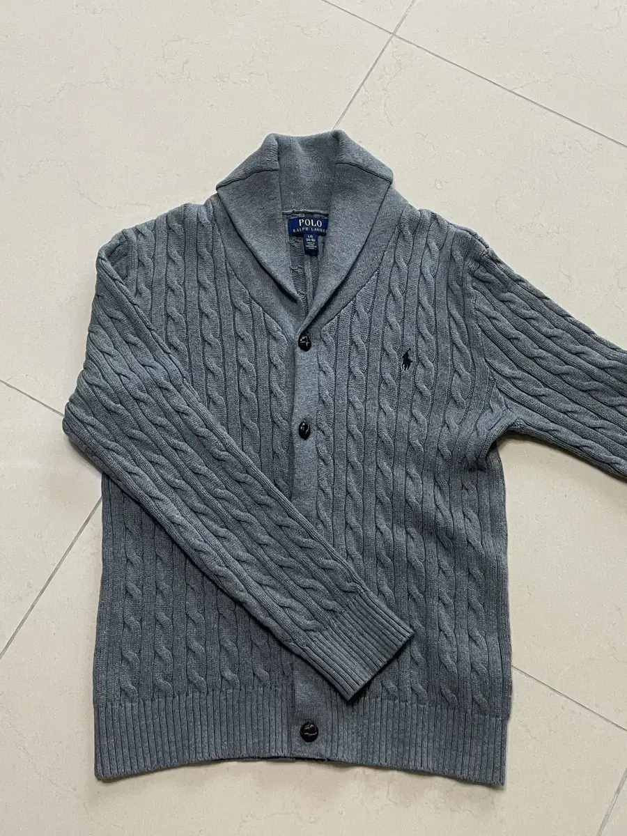 Polo collar cable cardigan