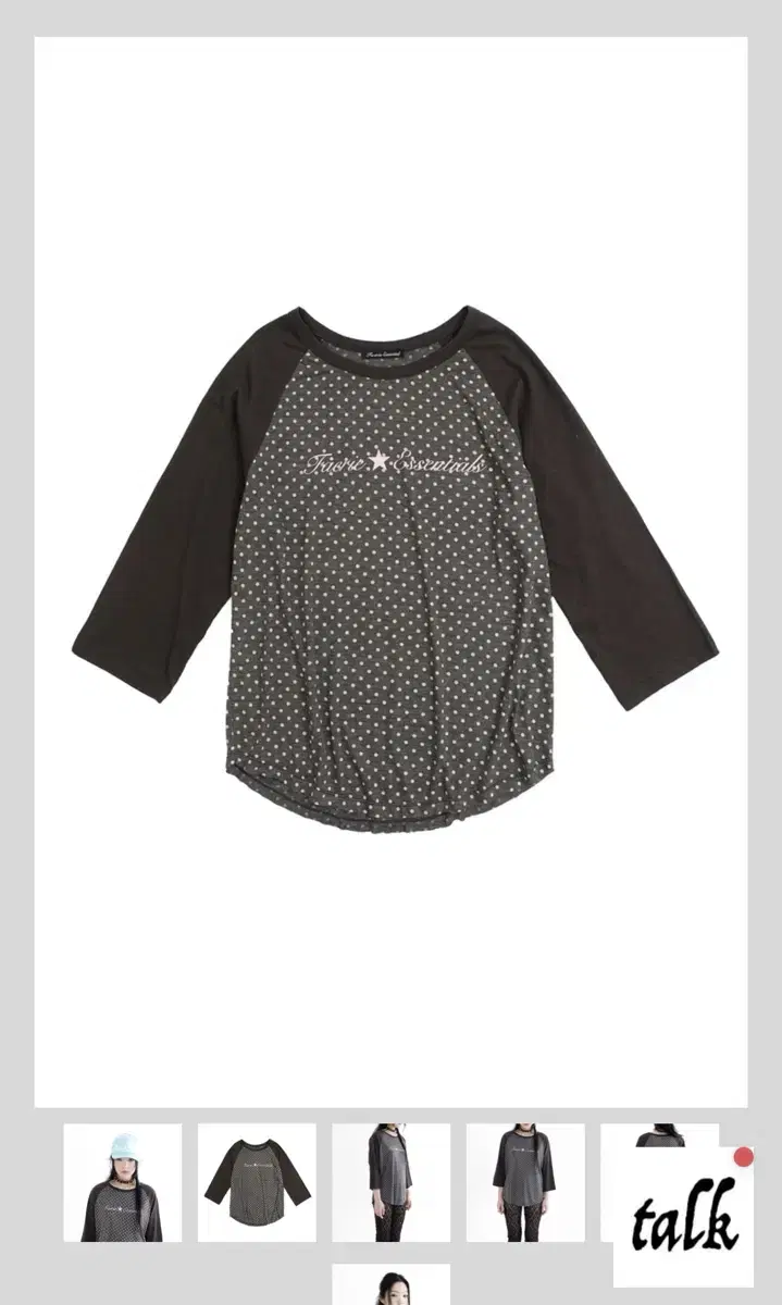 샵페어리 도트 슬리브 차콜 dot raglan sleeve top