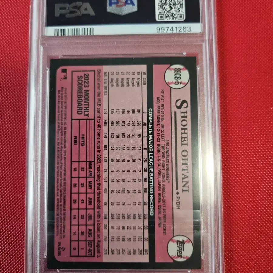 오타니 2024 Topps Chrome PSA 9등급 카드